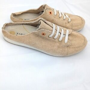 Vionic Breeze Beige Terry Cloth Mules Slip On Beach‎ Sneakers Women 9.5